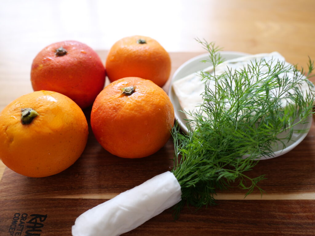 【簡単レシピ】ブラッドオレンジとブルーチーズのサラダの作り方　ブラッドオレンジ　ブルーチーズ　サラダ　前菜　ディル