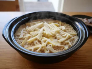 簡単レシピ 土鍋で炊く たけのこごはんの作り方 炊き上がり
