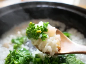 海老と菜の花のお粥　菜の花