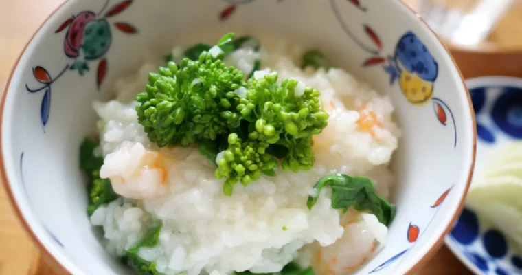 海老と菜の花のお粥 〜春のからだを養生する、軽やかな彩り〜