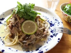 焦がし白ねぎとイワシのパスタ イワシの水煮 缶詰